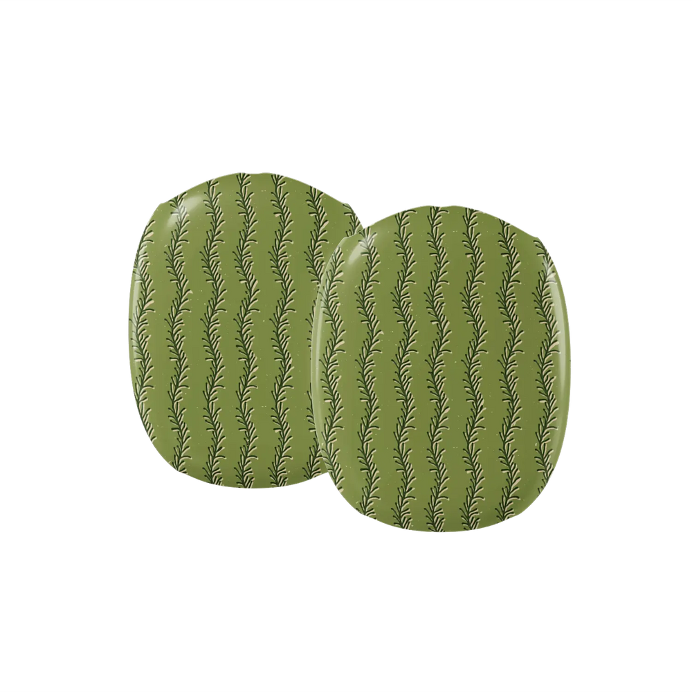 olive green fern-stripe print AirPods Max case – close-up detail of the ear cup covers