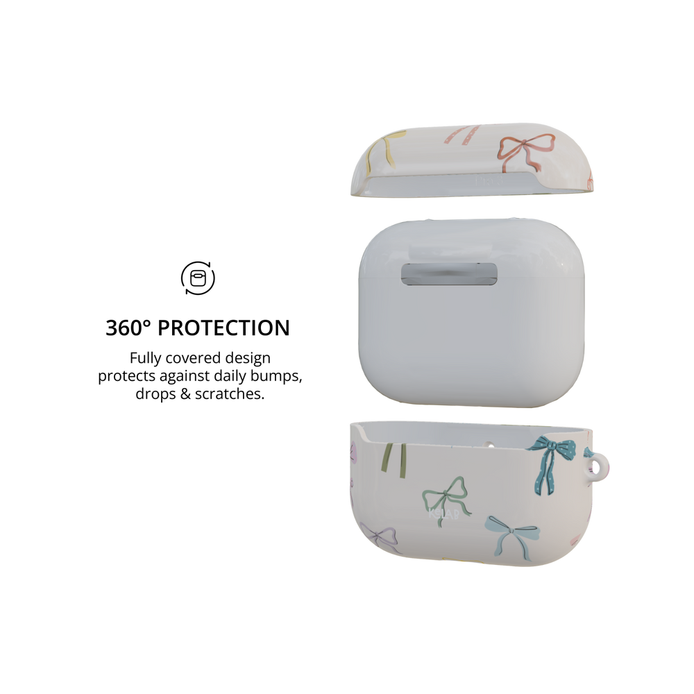 Ivory Bow airpods pro case exploded view with 360 degree protection