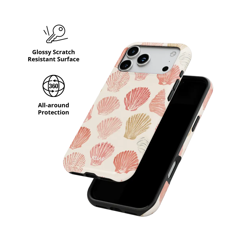 Pink Seashell iPhone case — Tough, scratch resistant polycarbonate shell protection detail