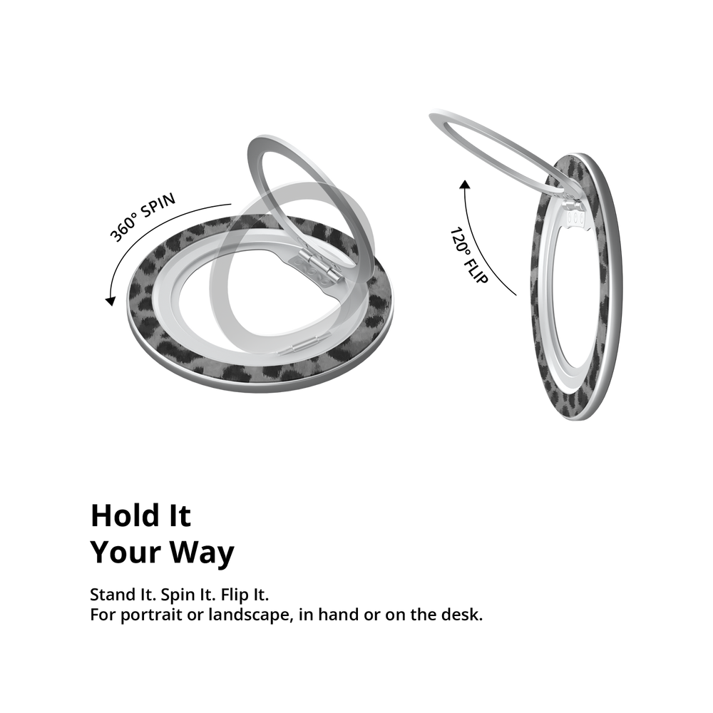 Lunar Roar | Gray Cheetah Print MagSafe Ring Stand