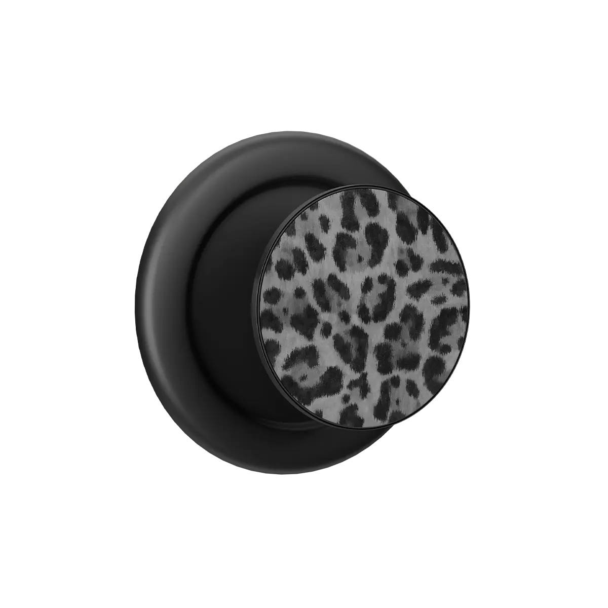 Gray Cheetah MagSafe grip — Black, front hero shot with the grip fully expanded outward