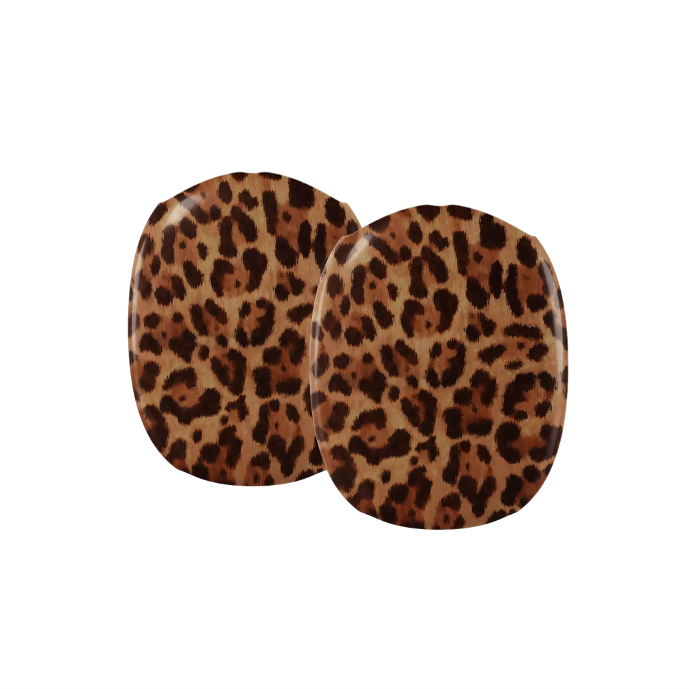 Toffee Cheetah AirPods Max case — close-up detail on the earcup cover cutouts and edge