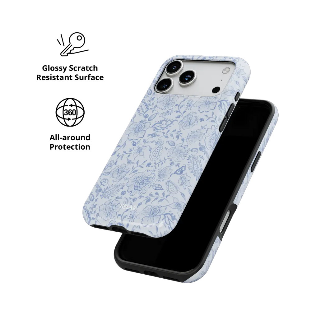 Blue Willow iPhone case — Tough, scratch resistant polycarbonate shell detail