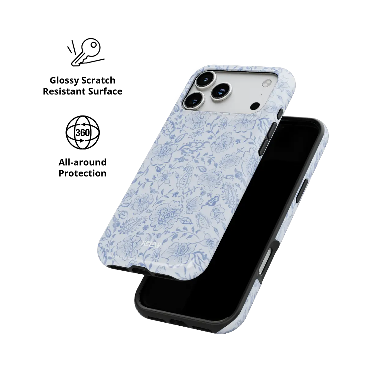 Blue Willow iPhone case — Tough, scratch resistant polycarbonate shell detail