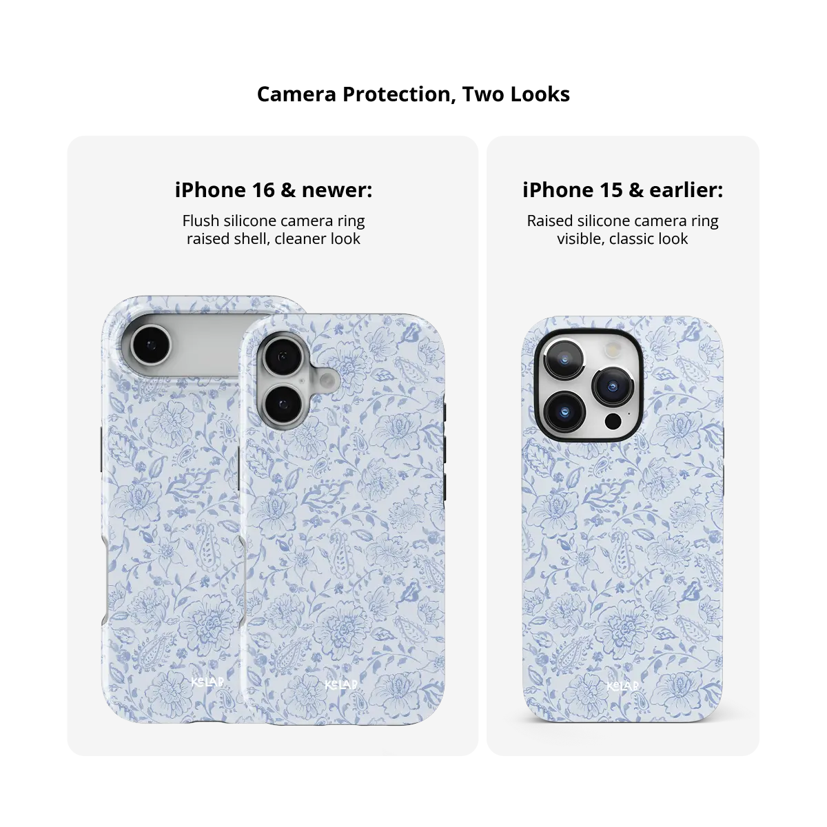 Blue Willow iPhone case — Tough, raised camera bezel protection across iPhone models