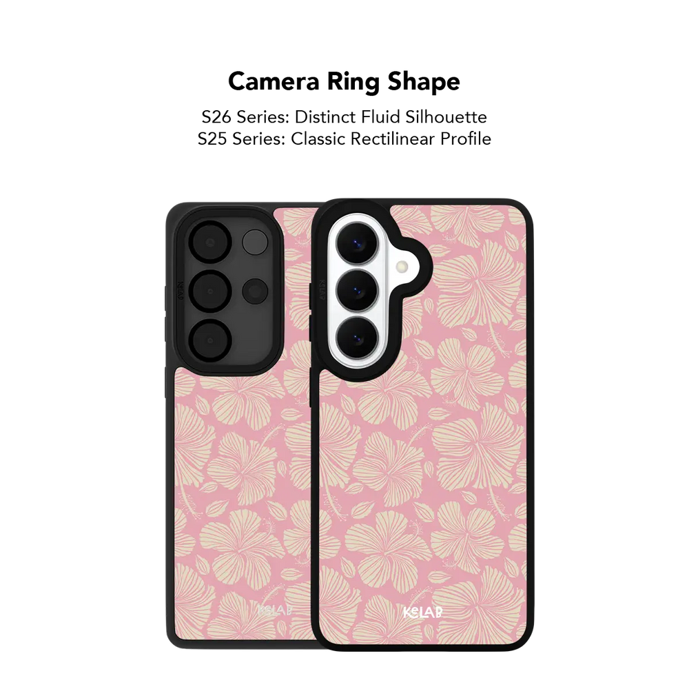 Guava Bloom Samsung case — Bold, camera ring cutout shape detail