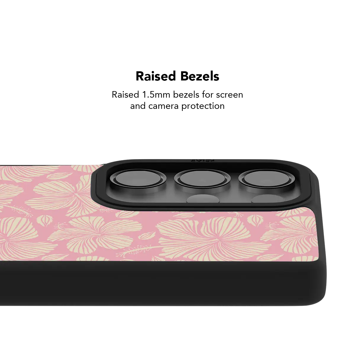 Guava Bloom Samsung case — Bold, raised bezel camera protection detail