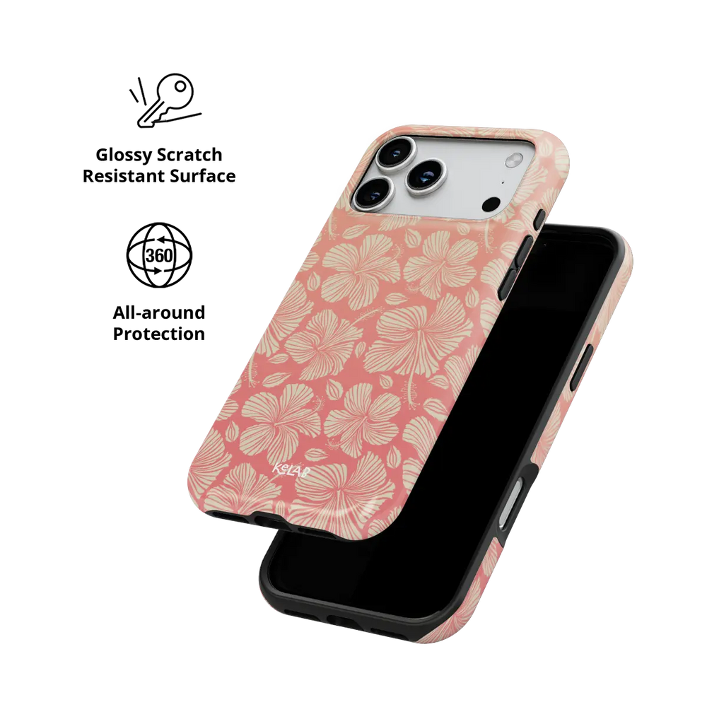 Papaya Glow iPhone case — Tough, scratch resistant polycarbonate shell detail