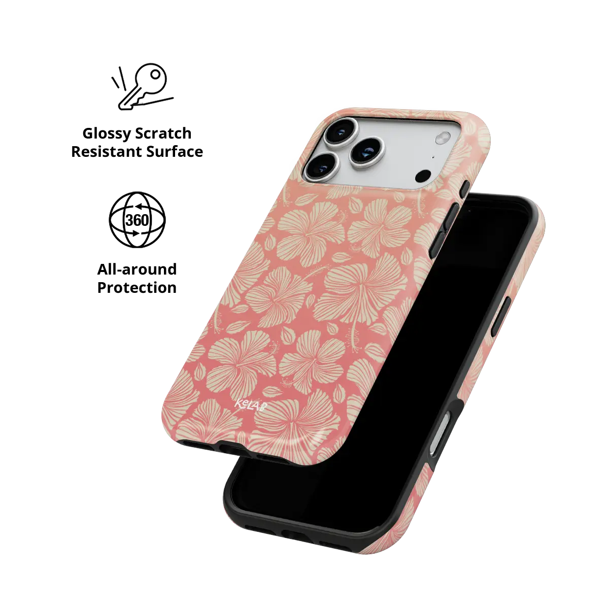Papaya Glow iPhone case — Tough, scratch resistant polycarbonate shell detail