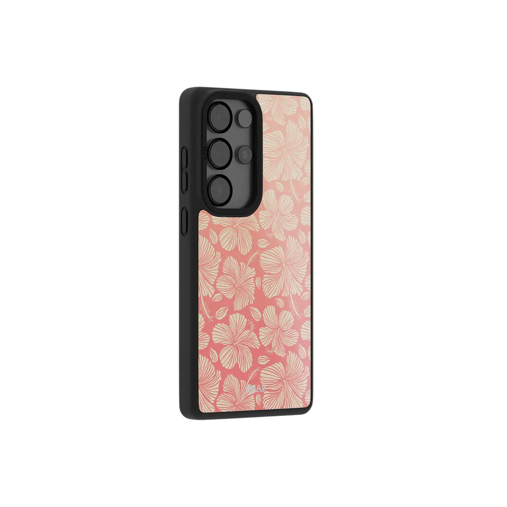 Papaya Glow Samsung case — Bold, side angle showing full body wrap and button cutouts