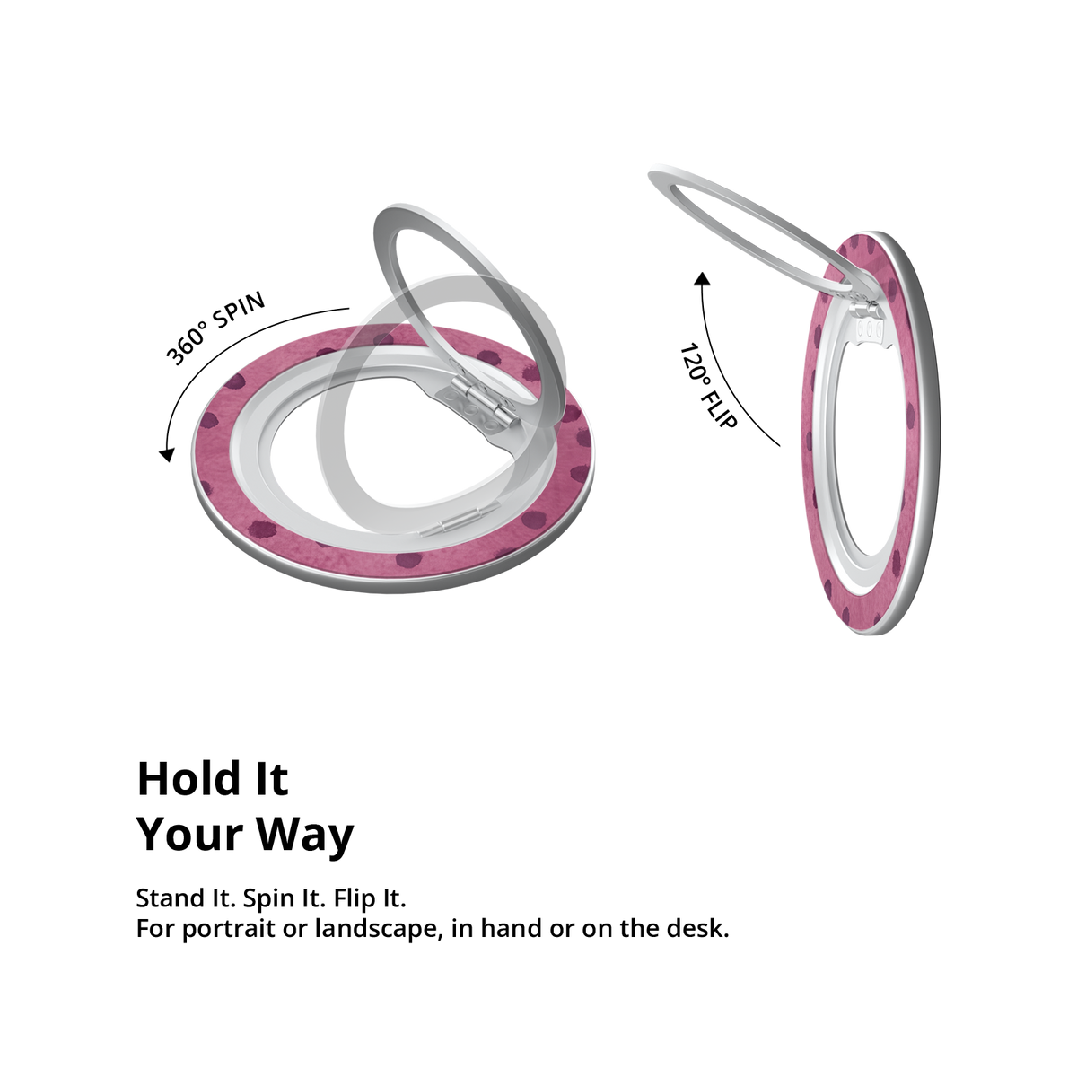 Rosehush | Pink Watercolor Polka Dot MagSafe Ring Stand