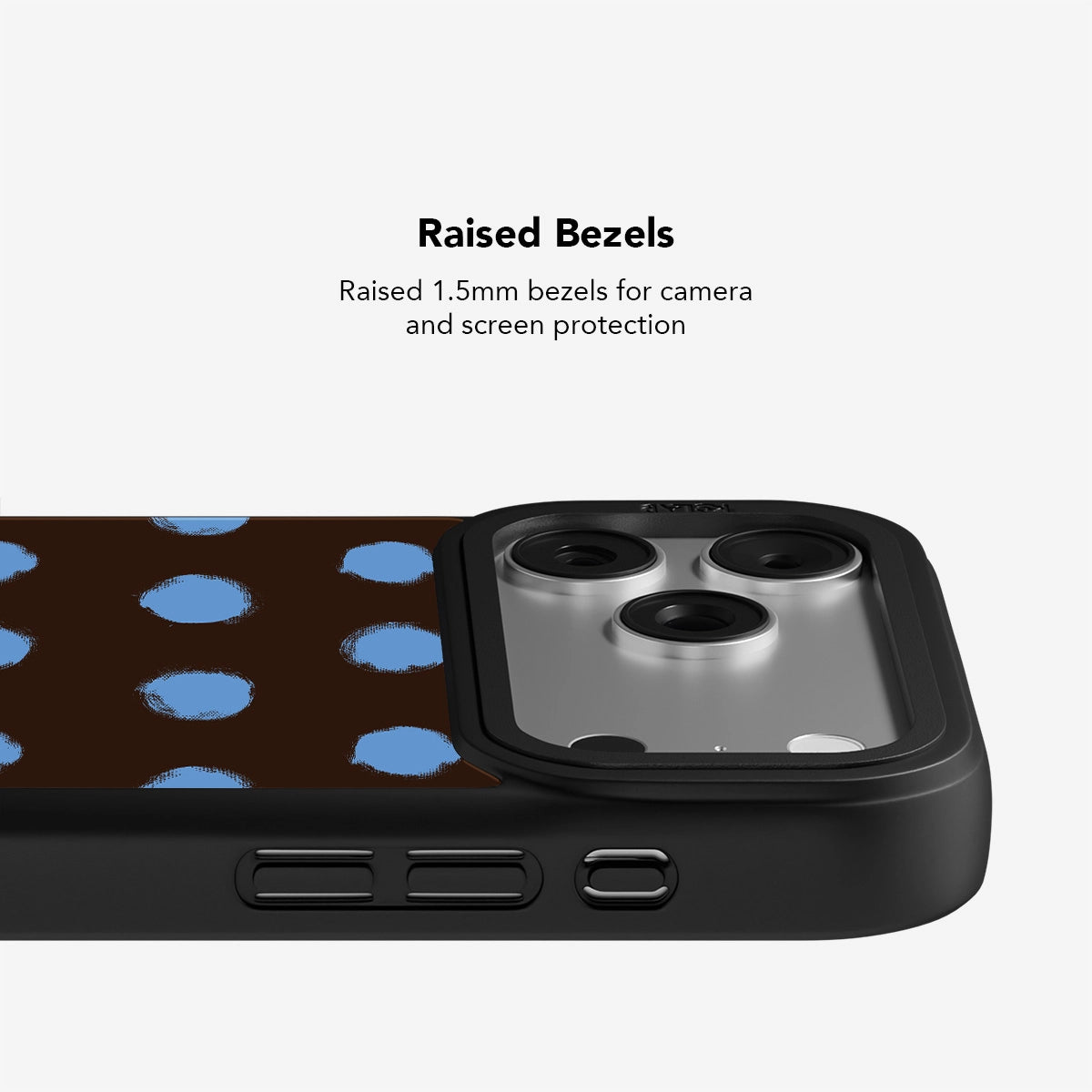 Brown Blue Polka Dot Phone Case with raised bezels