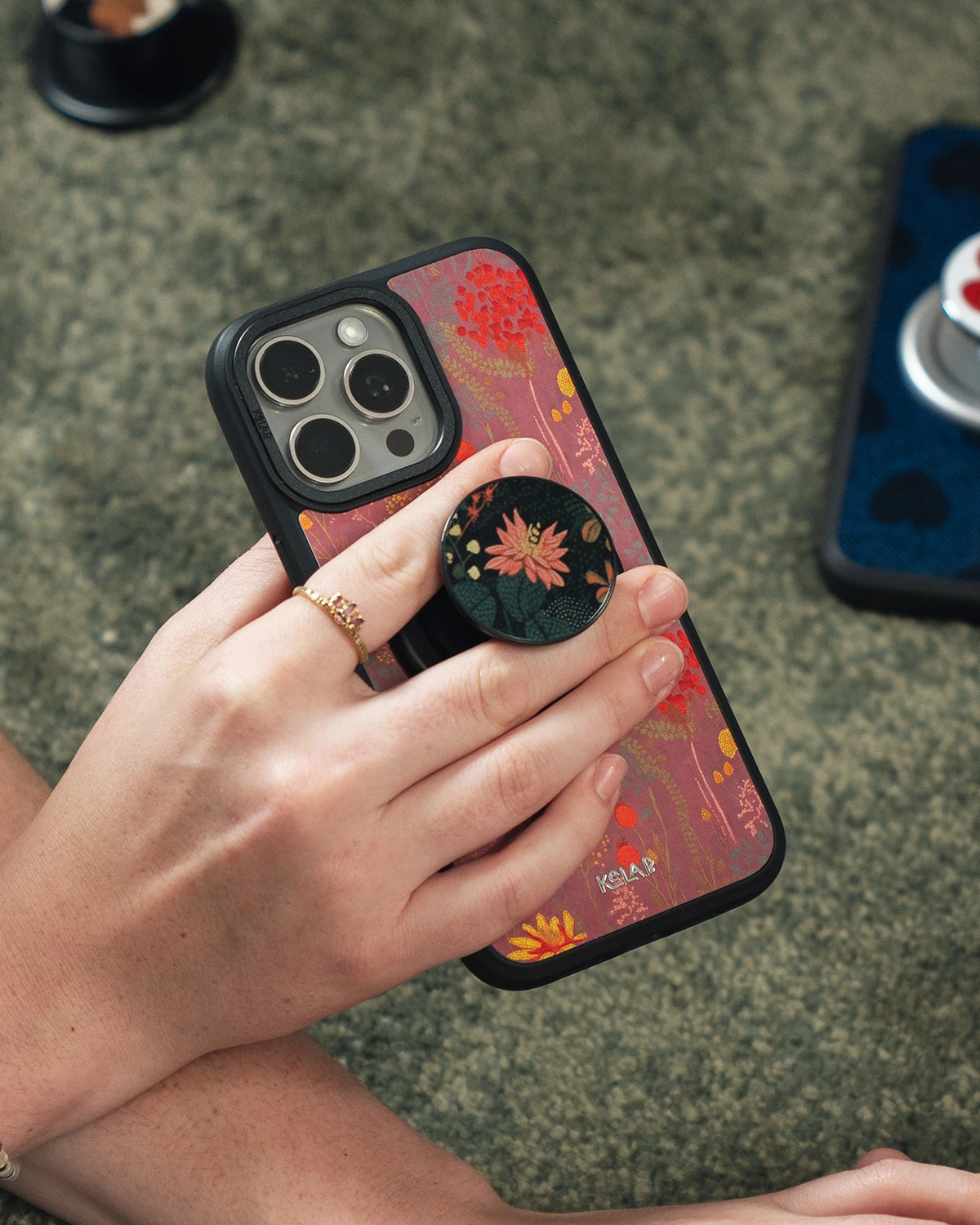 Dusty Pink Floral iPhone Case – styled look 1