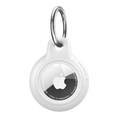 White AirTag Case - Waterproof Secure Holder with Key Ring. Clean, minimalist GPS case for electronics with full protection and easy attachment.