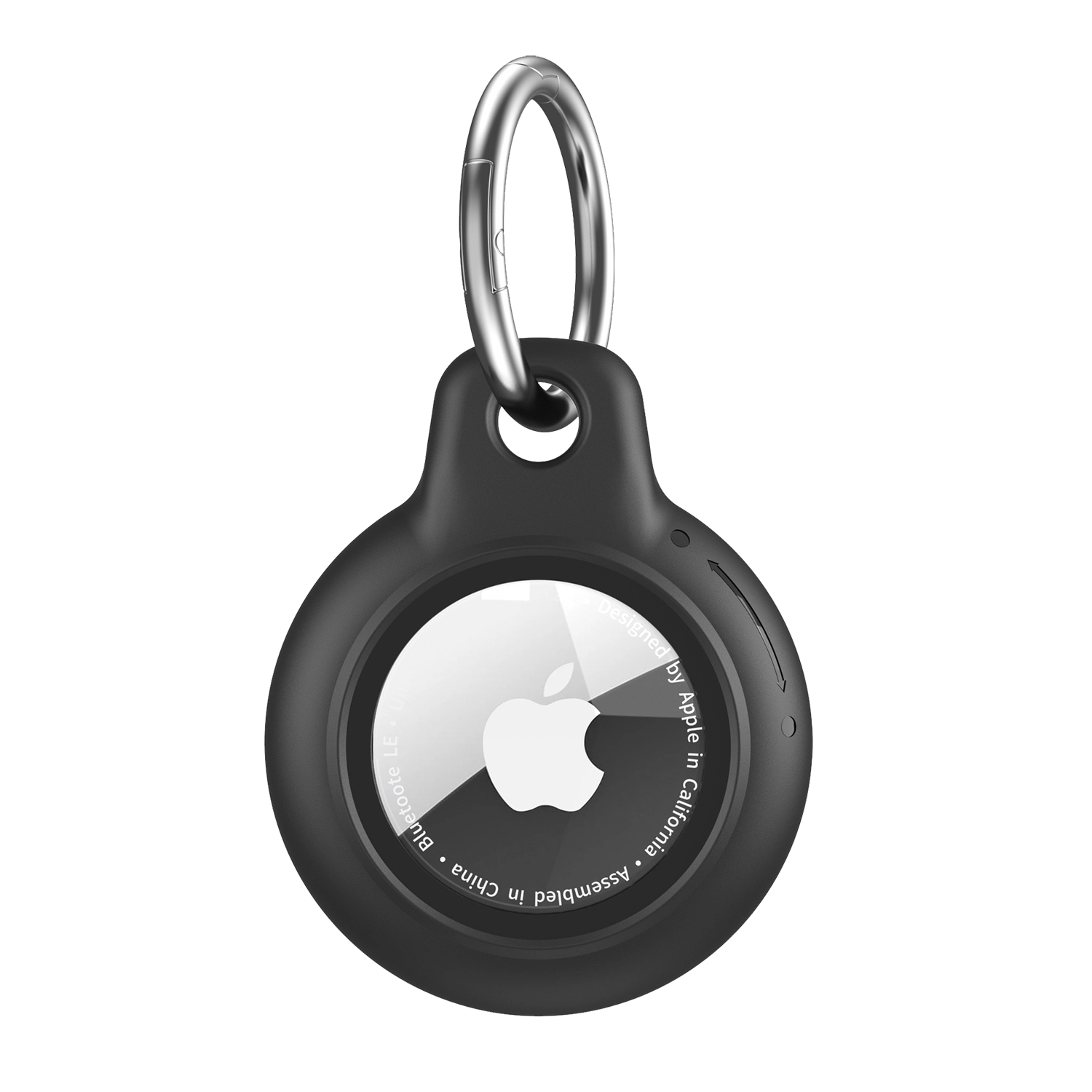 Black AirTag Case - Waterproof Secure Holder with Key Ring for GPS tracking. Durable silicone cover for scratch protection and easy attachment.