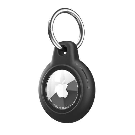 Black AirTag Case - Waterproof Secure Holder with Key Ring. Sleek design for electronics protection and everyday carry convenience.