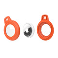 Orange AirTag Case - Waterproof Secure Holder with Key Ring disassembled. Includes front and back covers with AirTag for easy assembly.