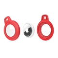 Red AirTag Case - Waterproof Secure Holder with Key Ring shown in parts. Easy assembly for secure AirTag protection.