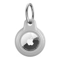 Gray AirTag Case - Waterproof Secure Holder with Key Ring. Minimalist silicone case for GPS tracking and scratch protection.