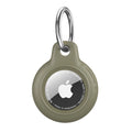 Olive Green AirTag Case - Waterproof Secure Holder with Key Ring. Rugged silicone case for GPS tracking and outdoor use.