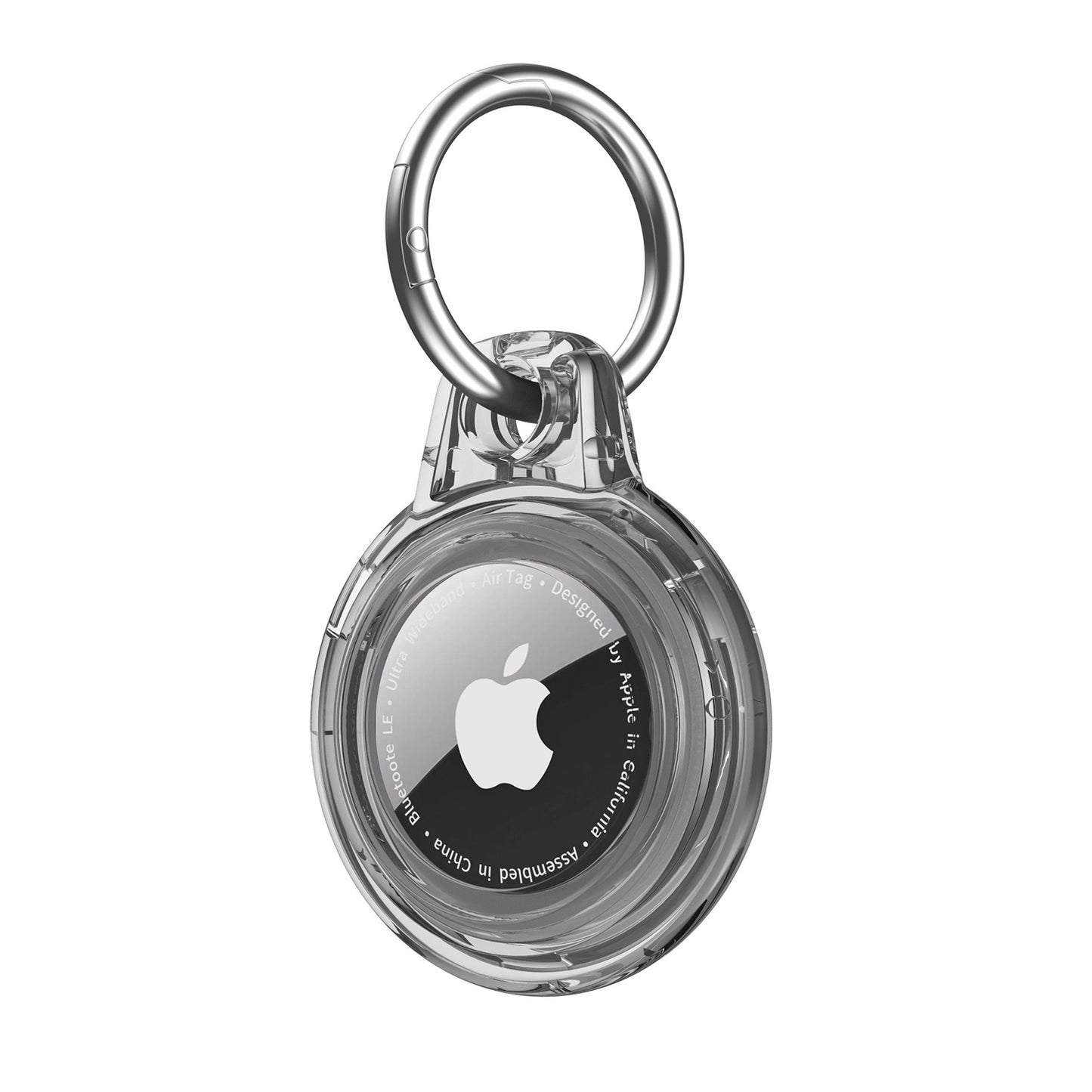 AirTag Case - Waterproof Secure Holder with Key Ring in transparent design, ideal for protecting and attaching AirTags to keys or bags.