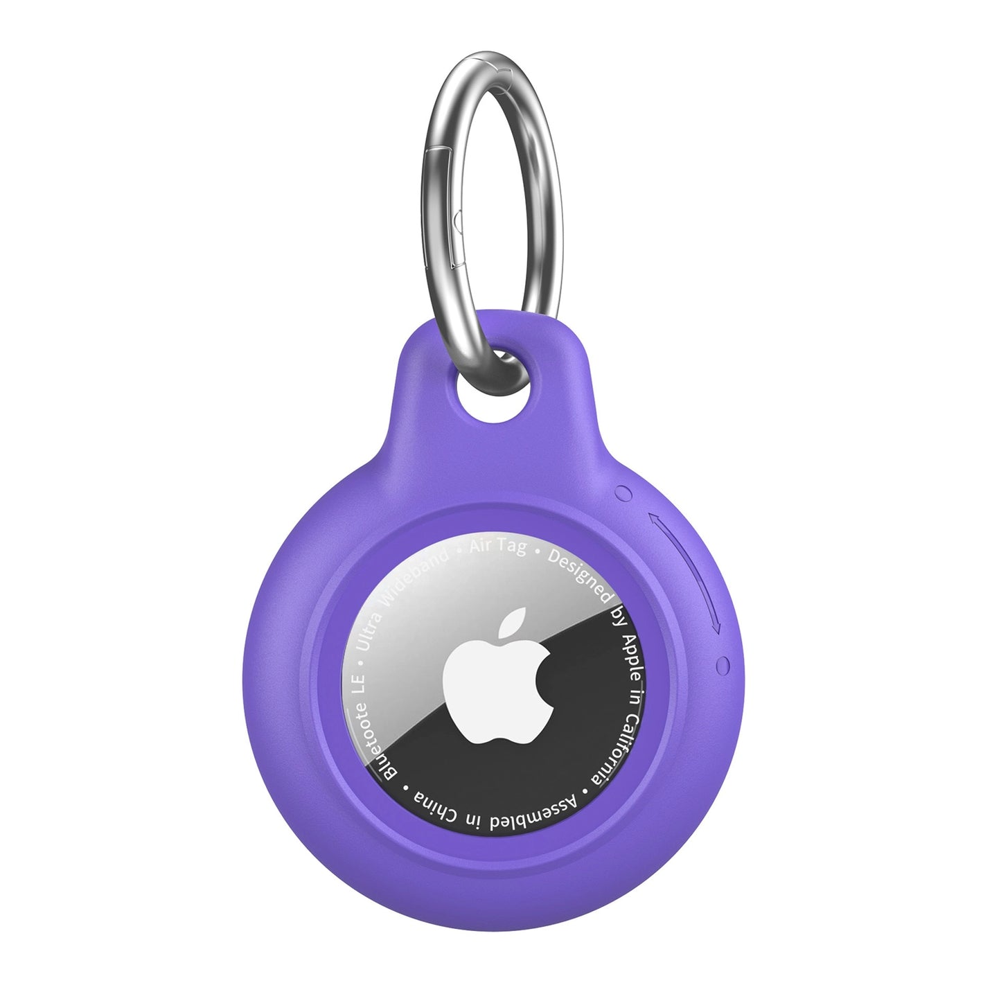 Purple AirTag Case - Waterproof Secure Holder with Key Ring. Vibrant silicone holder for GPS accessories and electronics.