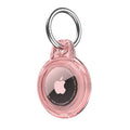 AirTag Case - Waterproof Secure Holder with Key Ring in transparent pink, designed for scratch protection and easy attachment to keys or bags.