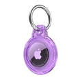Purple AirTag case with a keyring attachment for secure tracking and protection