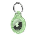 Clear green AirTag case with keyring attachment for secure tracking and protection