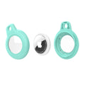 Mint Green AirTag Case - Waterproof Secure Holder with Key Ring shown in three parts. Easy-to-use GPS case for electronics.