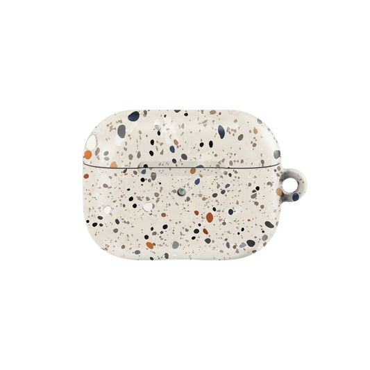 Ivory Splatter AirPods Case – Cute & Stylish | KELAB featuring a speckled ivory design with multicolor paint splatters, perfect for AirPods Pro.