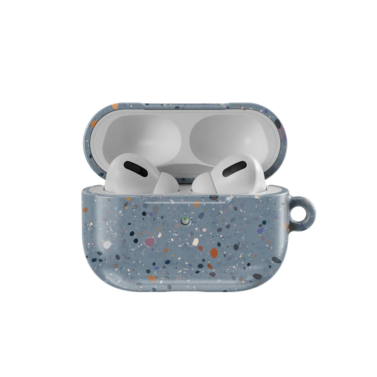 Blue Splatter AirPods Case – Cute & Stylish | KELAB open with AirPods Pro inside, showcasing snug fit and colorful splatter design.