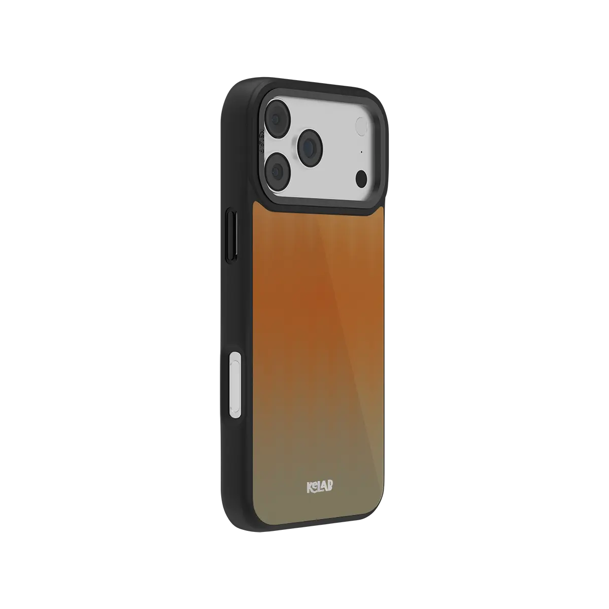 Orange gradient KELAB iPhone Case with gradient back and raised camera guards on black trim