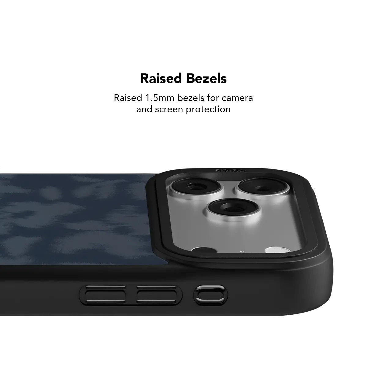 KELAB iPhone Case blue Tough MagSafe cover with raised camera lens rings on black bumper