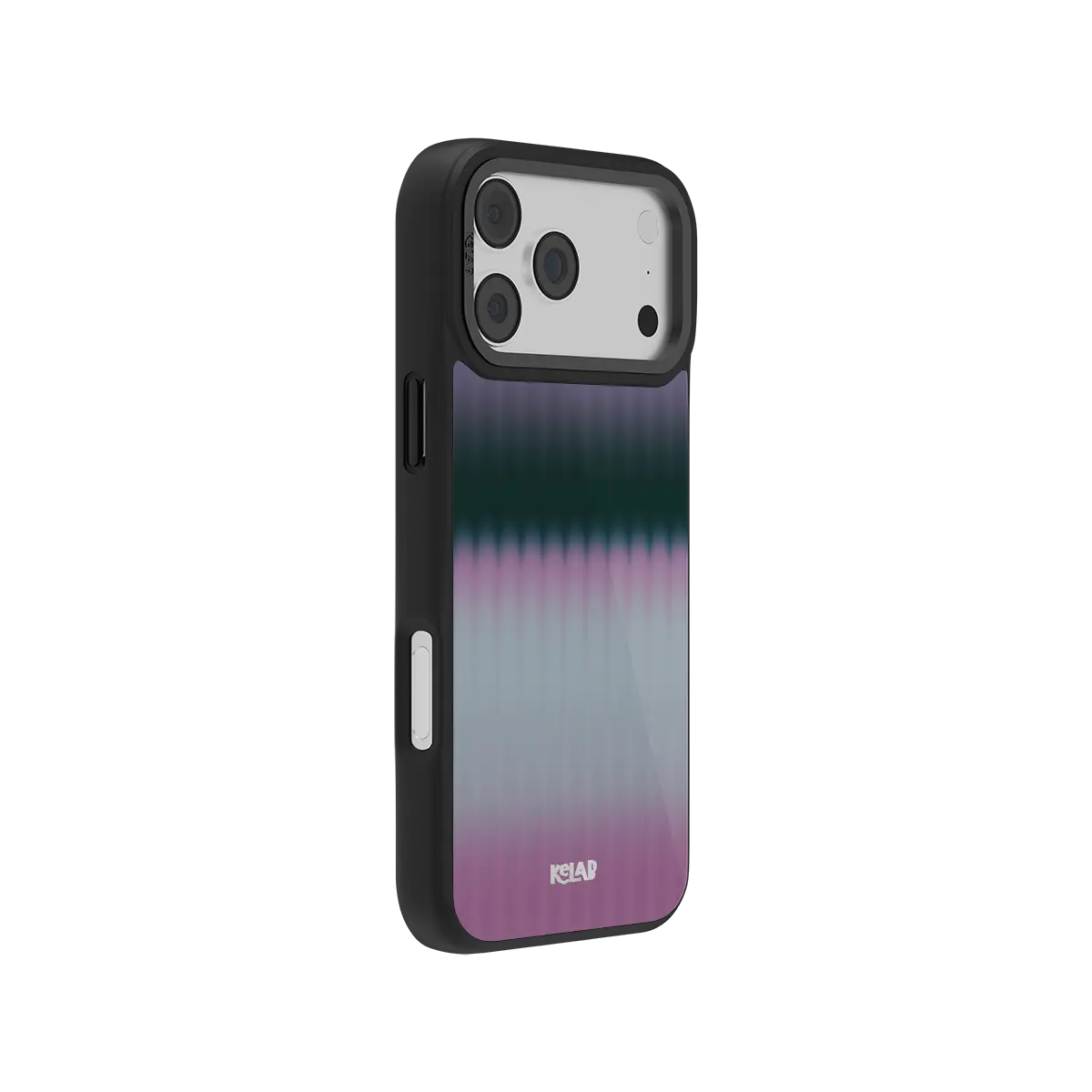 Gradient purple and pink KELAB iPhone Case with protective bumper and raised phone corners
