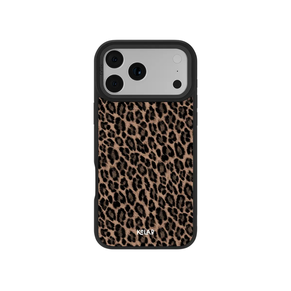 Golden Prowl brown leopard print iPhone case with realistic tan and black rosettes by KELAB.