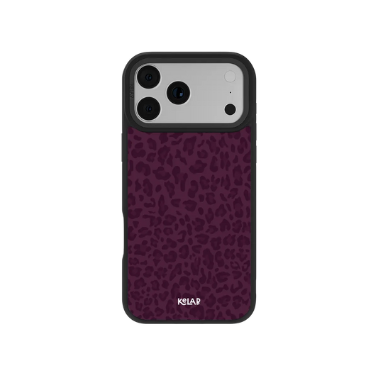 Dark Cherry deep wine leopard print iPhone case with tonal plum rosettes by KELAB.