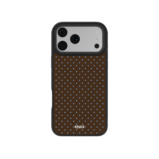 Brown Polka Dot KELAB iPhone Case Magsafe compatible with blue dot pattern phone cover