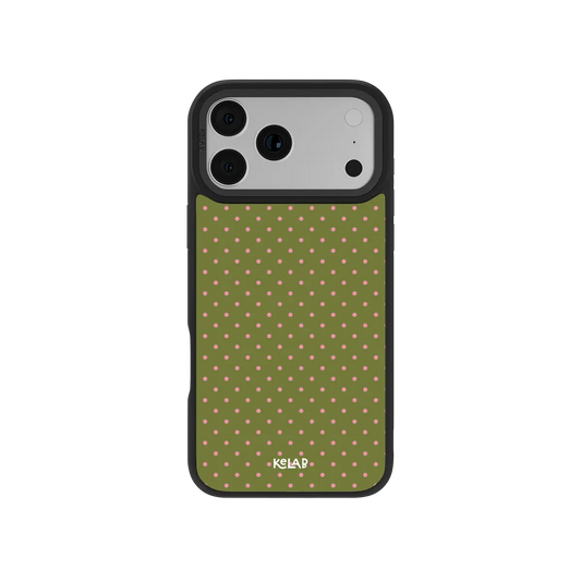 KELAB Green iPhone Case with Polka dot pattern for iPhone 17 Pro Max MagSafe back cover