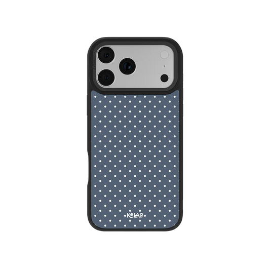 Polka Dot KELAB iPhone Case blue Magsafe magnetic phone cover with white dot pattern