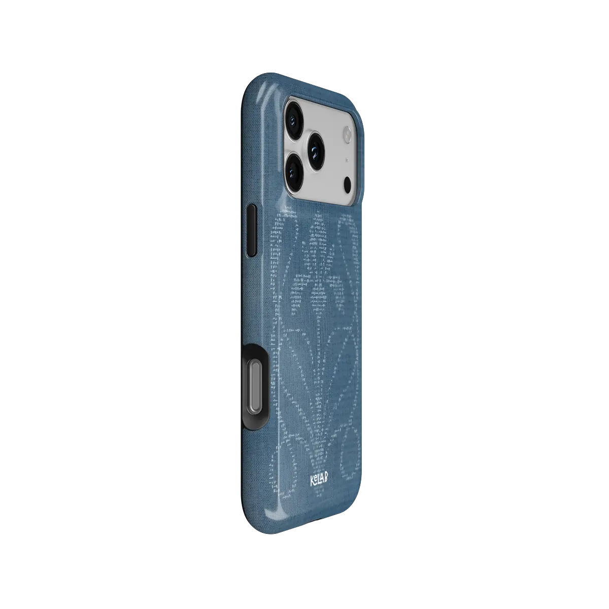 Textured blue denim KELAB iPhone Case built-in MagSafe with camera cutouts for iPhone 17 Pro Max