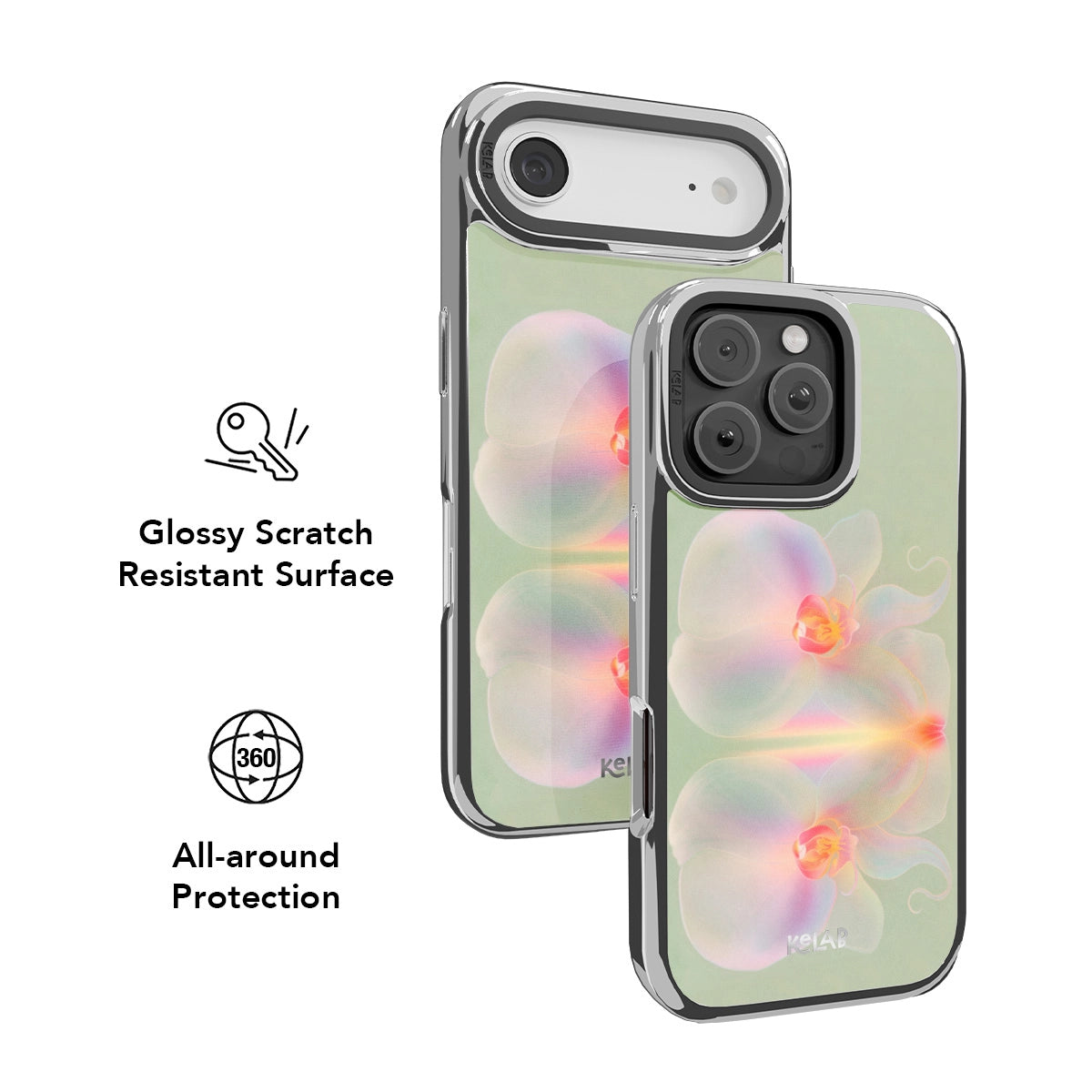 Botanical iPhone Case in iridescent green with glossy scratch-resistant surface and all-around protection