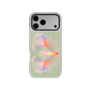Botanical iPhone Case in iridescent green with floral orchid design for iPhone 14 Pro Max