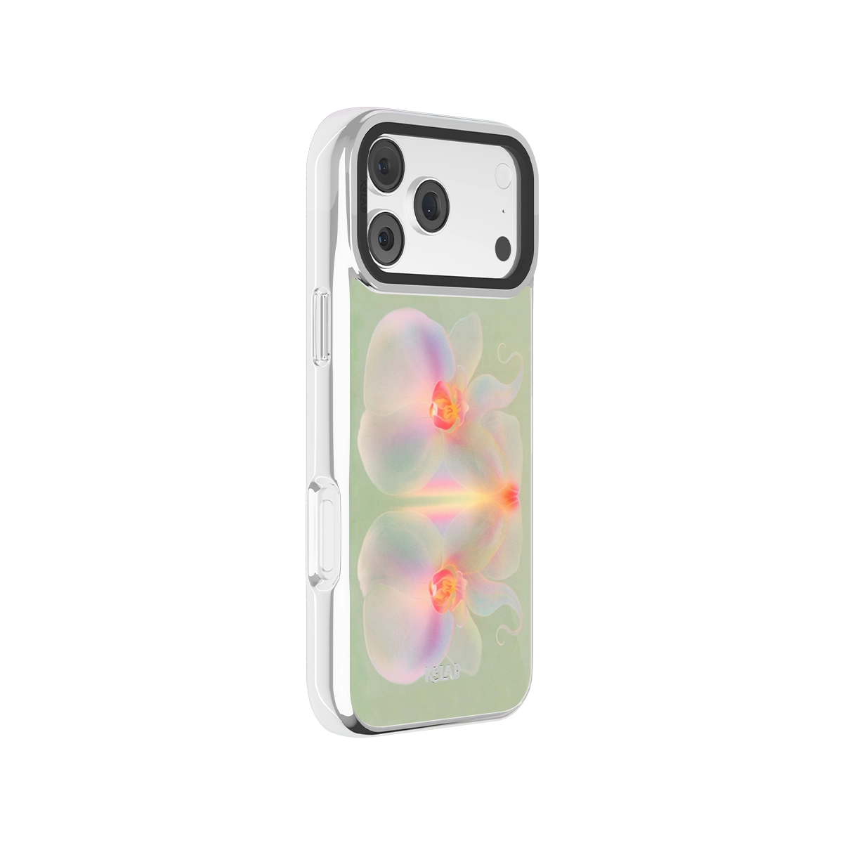 Botanical iPhone Case in iridescent green with floral design for iPhone 14 Pro Max and other models