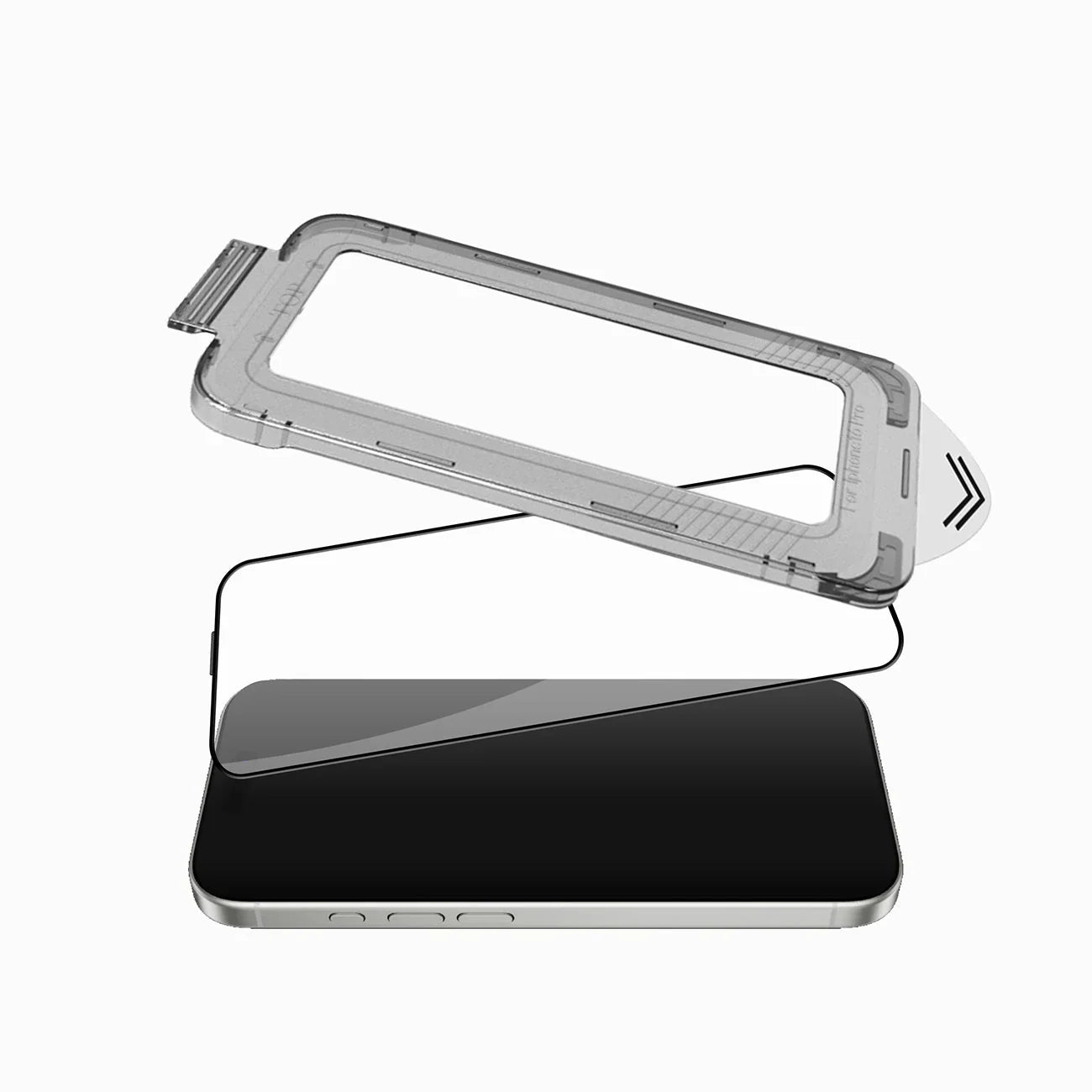 Tempered glass iPhone screen protector with KELAB's easy install tray for precise, bubble-free application and edge-to-edge coverage.