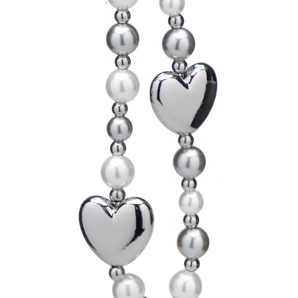 Silver Heart Pearl Beaded Phone Charm – alternate view