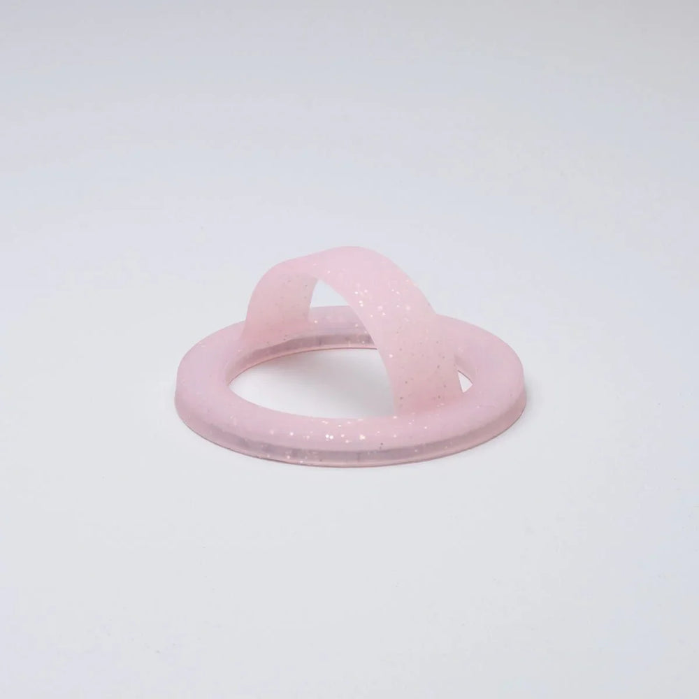 Rose Glint pink glitter silicone MagSafe loop grip with magnetic ring and finger loop
