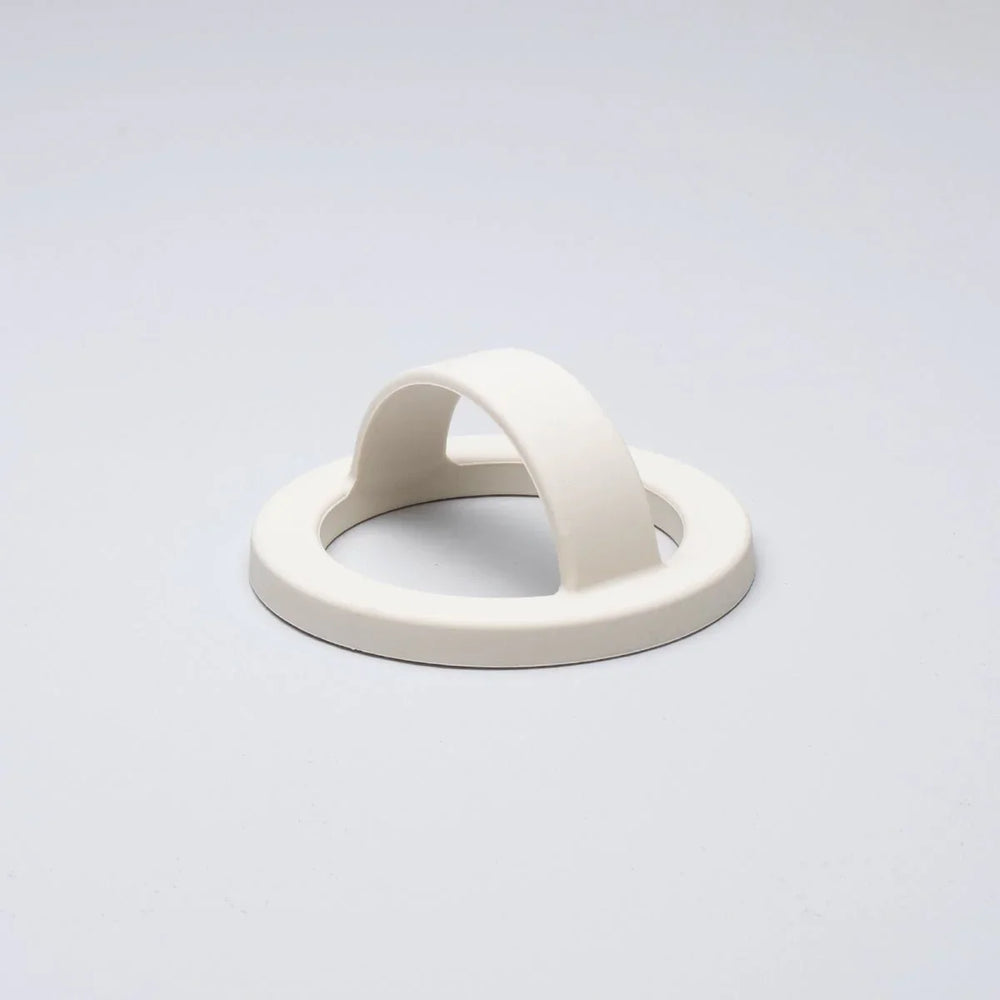 Porcelain ivory silicone MagSafe loop grip with magnetic ring and finger loop