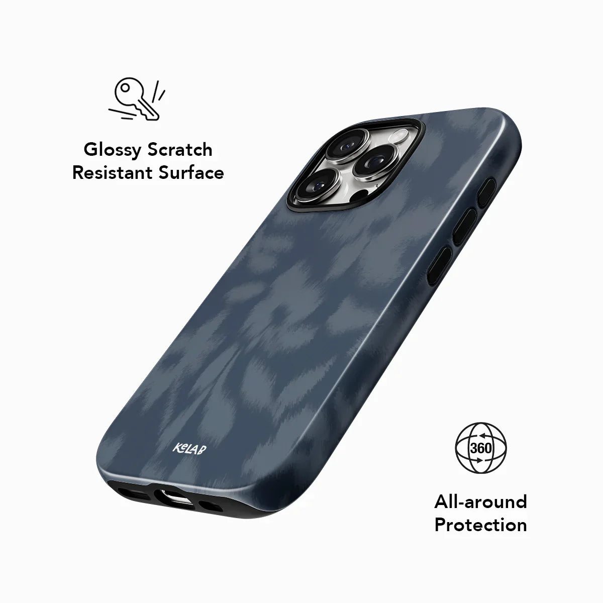 Glossy scratch-resistant blue floral phone case with 360-degree protection, combining artistic design with reliable smartphone safety.