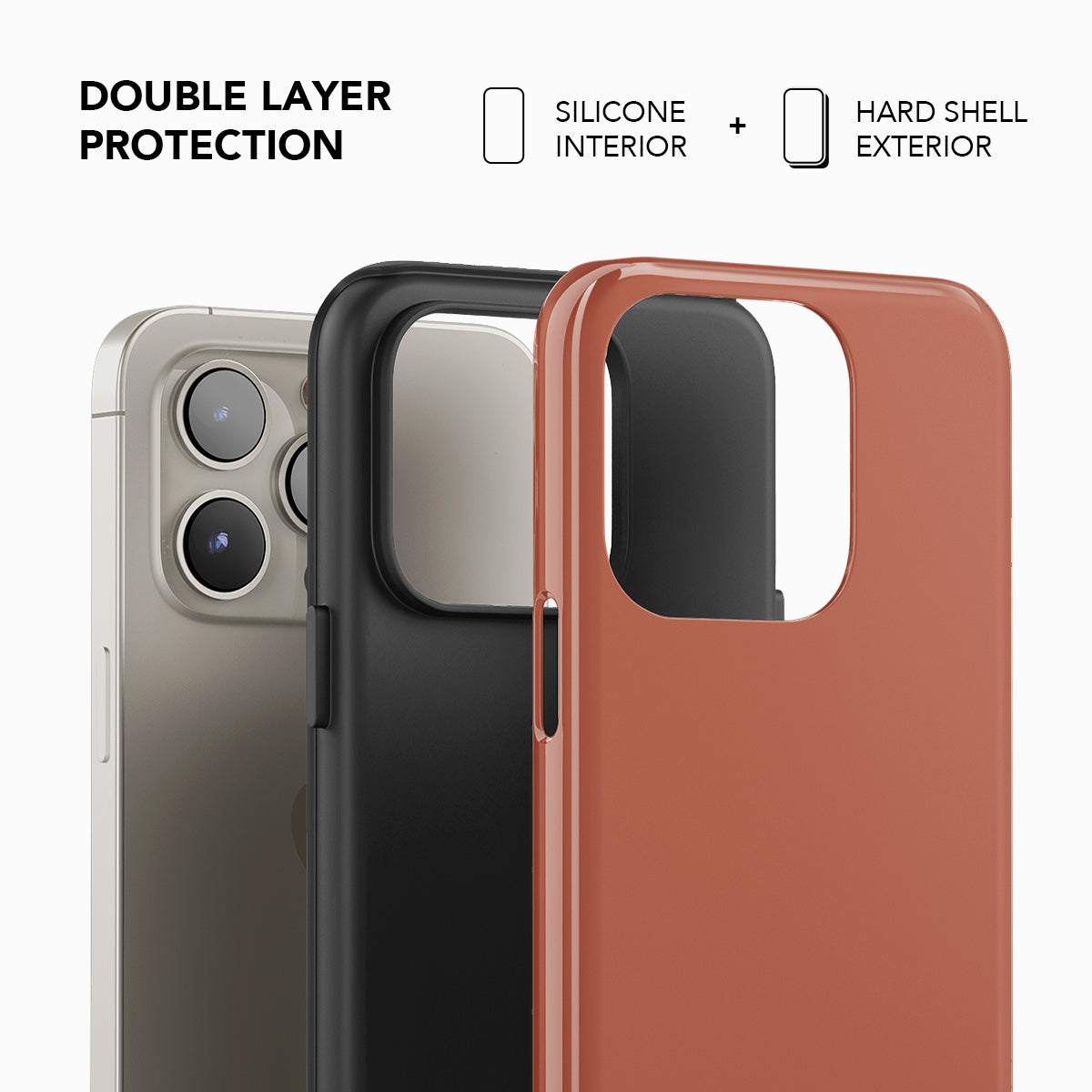 KELAB nude phone case with double layer protection featuring silicone interior and hard shell exterior for enhanced durability.